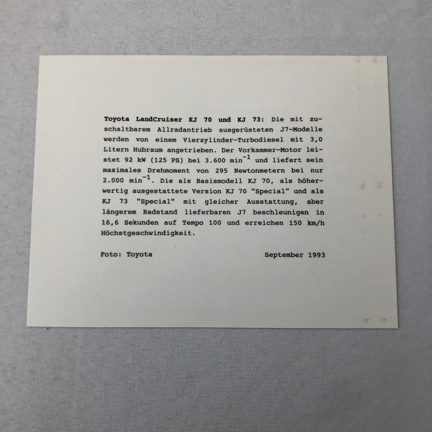 1993 1994 Toyota Landcruiser KJ 70 and KJ 73 Photo Photograph Land Cruiser