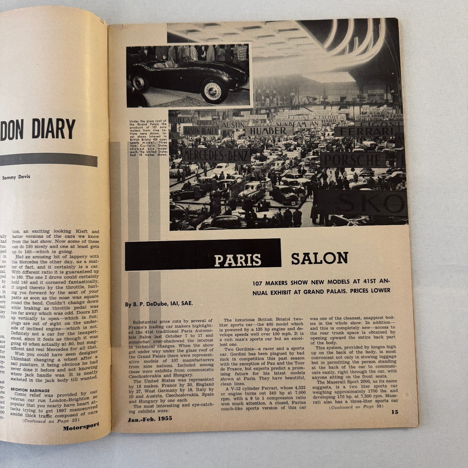 1955 Motorsport Magazine Racing Mercedes Benz 300SL Porsche Speedster Chrysler