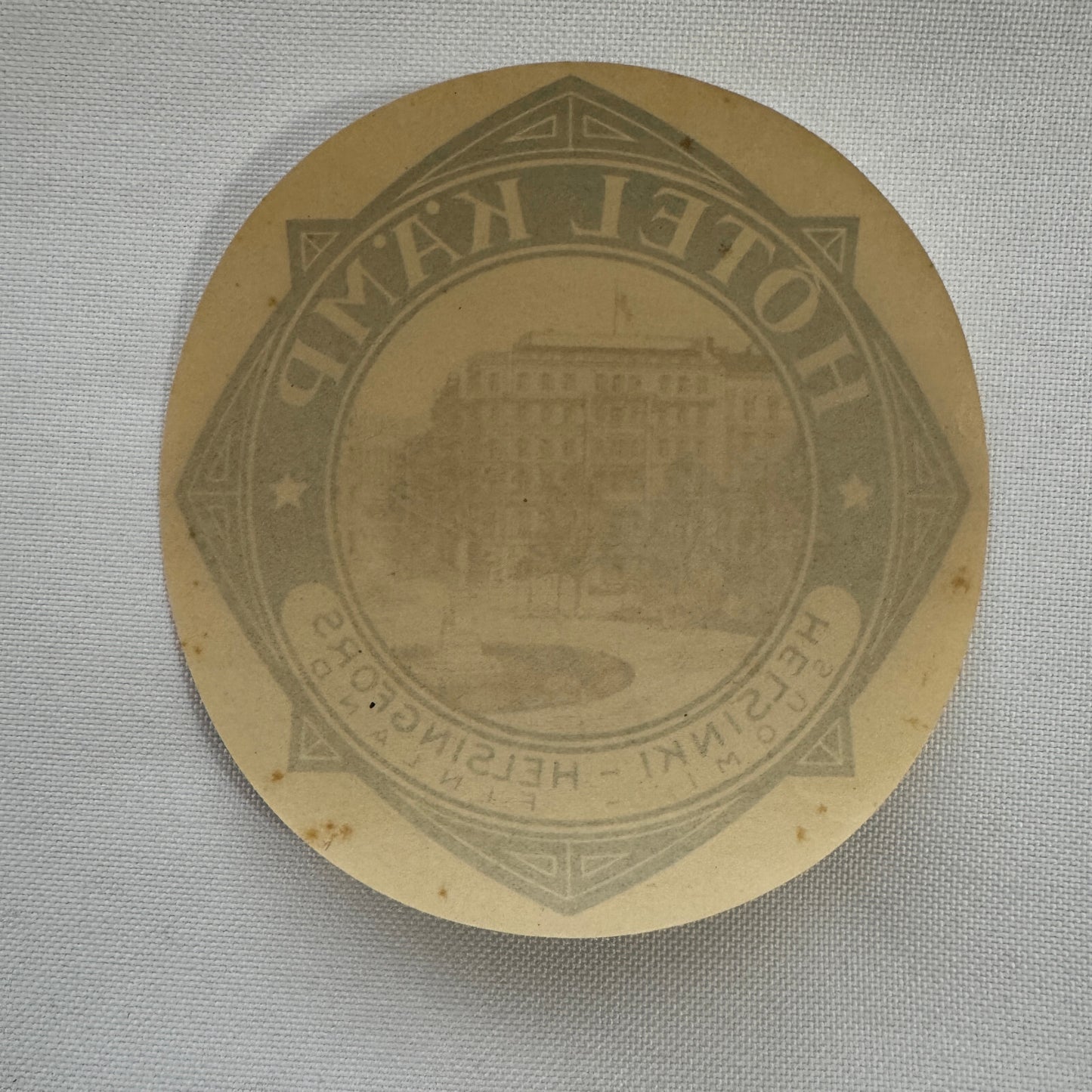 Vintage Travel Luggage Label Hotel Kamp Helsinki Finland Finnish