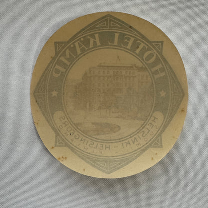 Vintage Travel Luggage Label Hotel Kamp Helsinki Finland Finnish