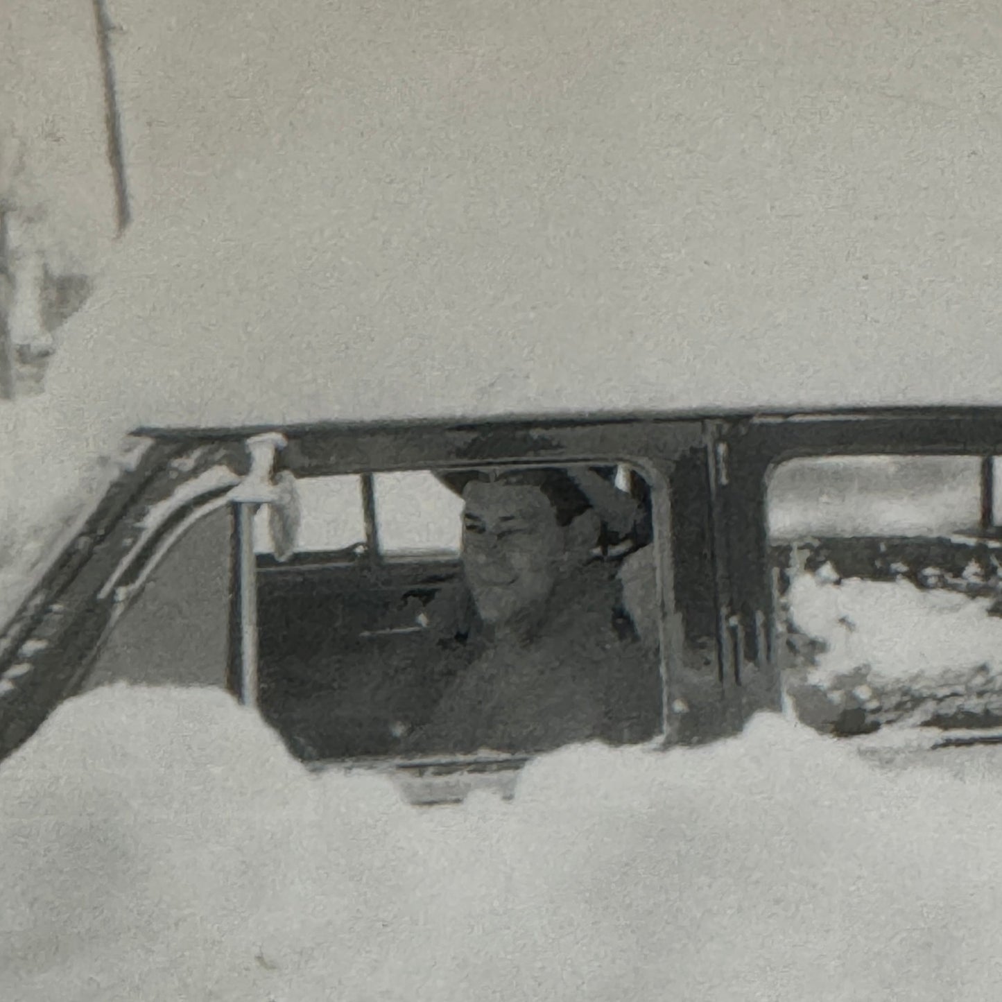 Vintage Photo Car Automobile Buried In Snow Snowstorm Man