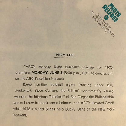 1979 Baseball Season Press Photograph Howard Cosell Bucky Dent Phillies +