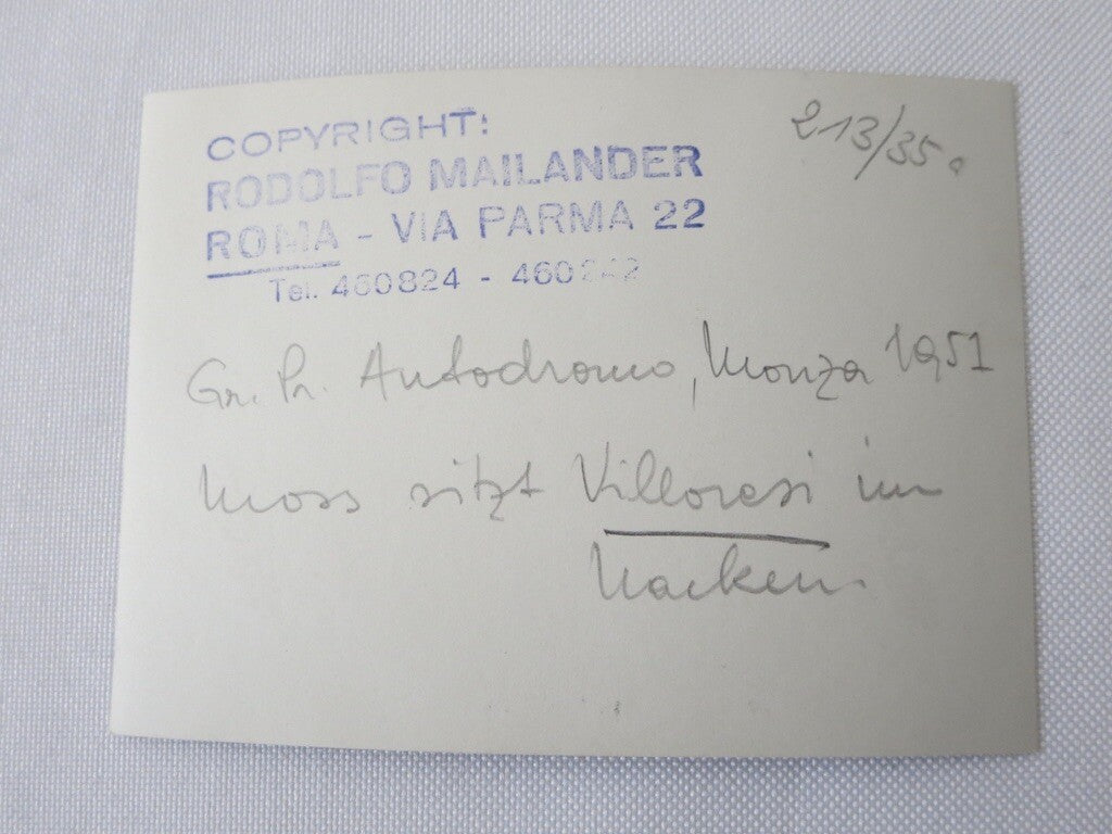 Vintage 1951 Racing Photo Photograph - Stirling Moss at Monza 