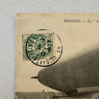 Vintage Zeppelin Airship Dirigible Postcard Post Card French Le Jaune II 1907