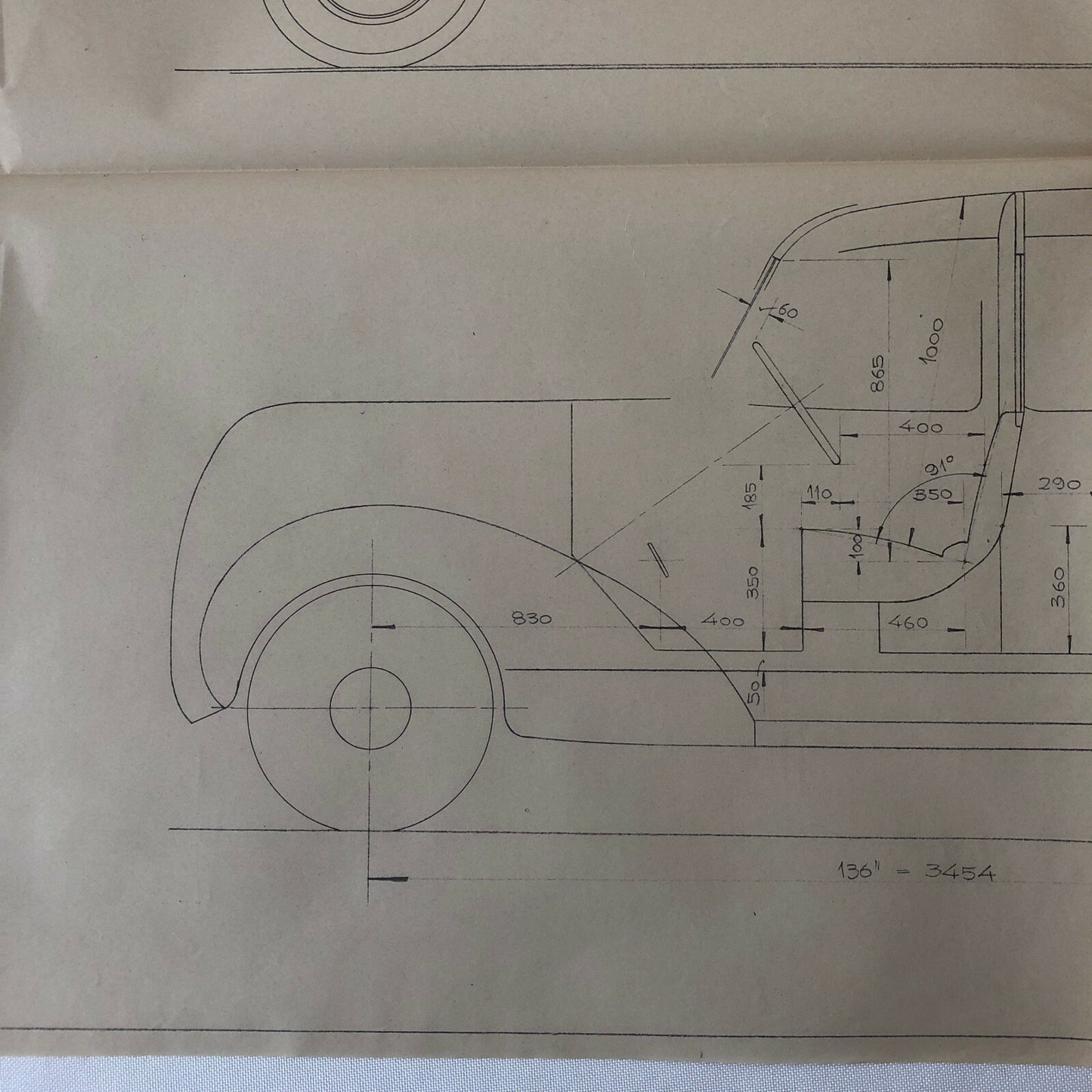 1937 Coachbuilder Car Design Blueprint Rendering Blue Print 6 Door Limousine 