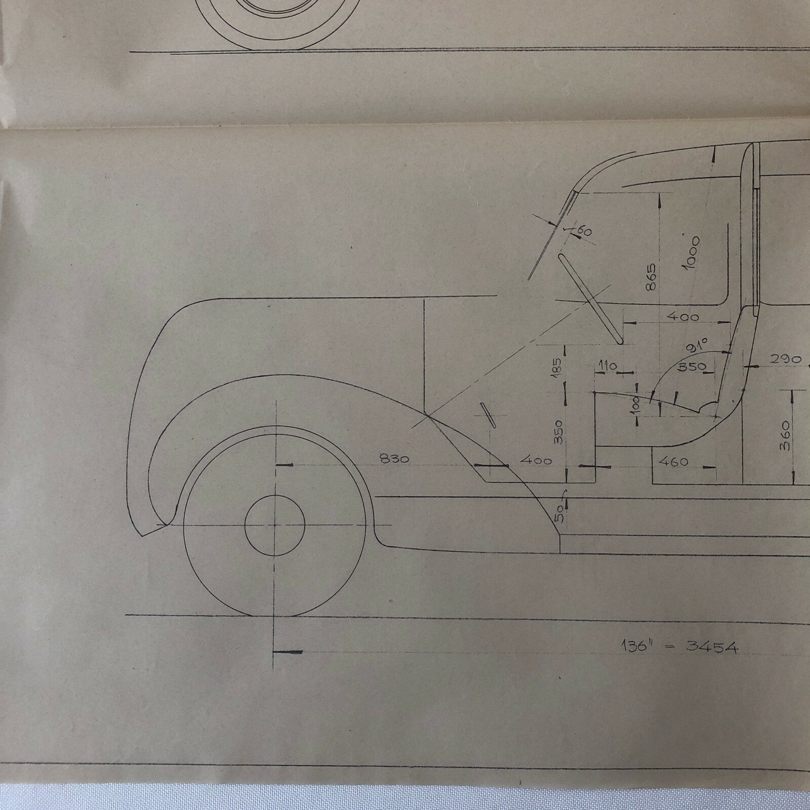 1937 Coachbuilder Car Design Blueprint Rendering Blue Print 6 Door Limousine 