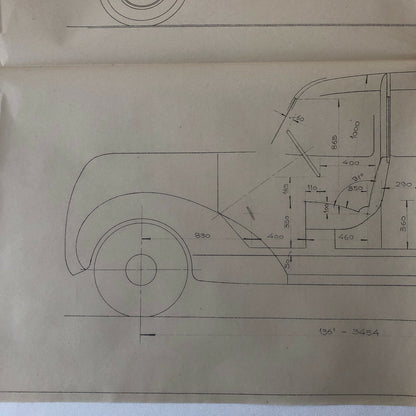 1937 Coachbuilder Car Design Blueprint Rendering Blue Print 6 Door Limousine 
