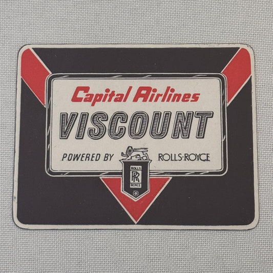 Vintage Capital Airlines Viscount Powered by Rolls Royce Airline Aircraft Label