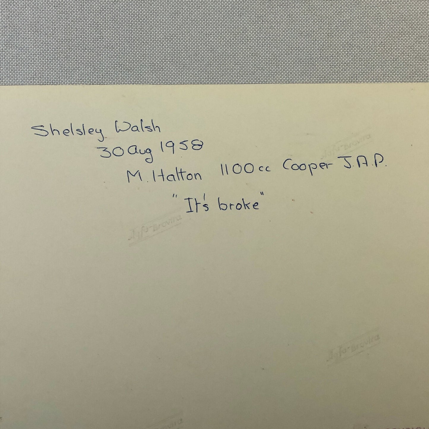 Vintage Racing Photo Photograph Print Shelsley Walsh Cooper Car 1958 Mike Hatton