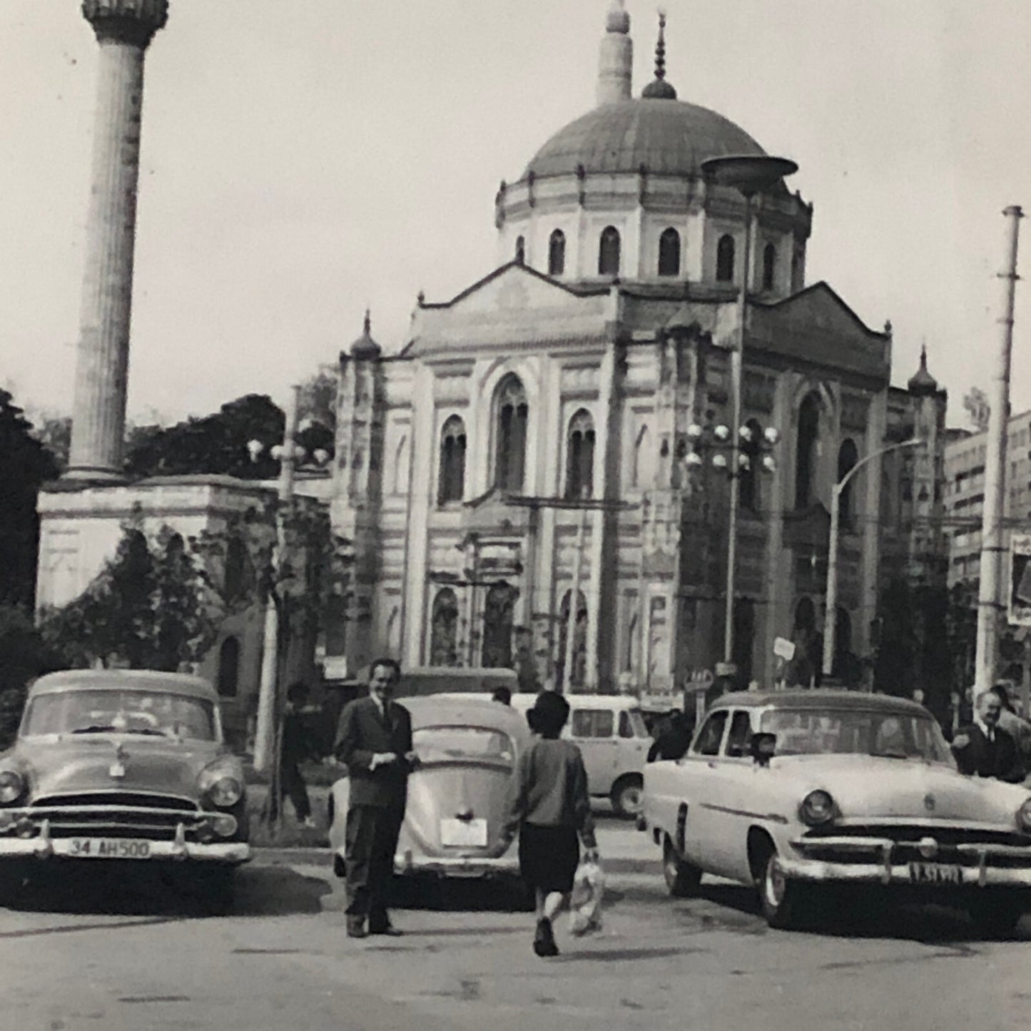 Vintage Car Automobile Photo Lot of 2 Istanbul Buildings People Mercedes Benz + 