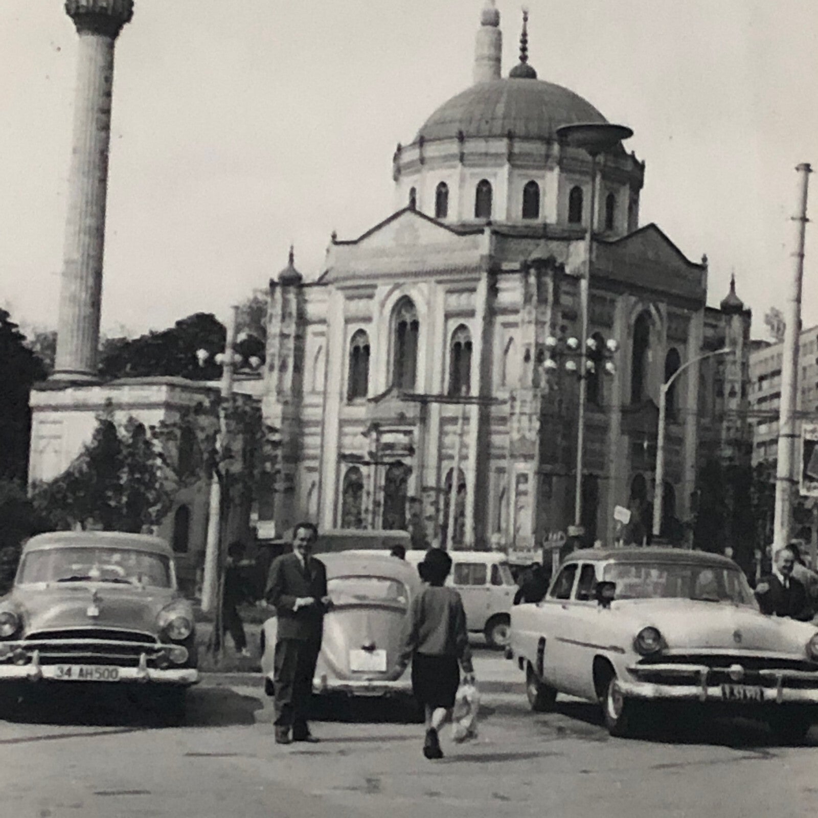 Vintage Car Automobile Photo Lot of 2 Istanbul Buildings People Mercedes Benz + 