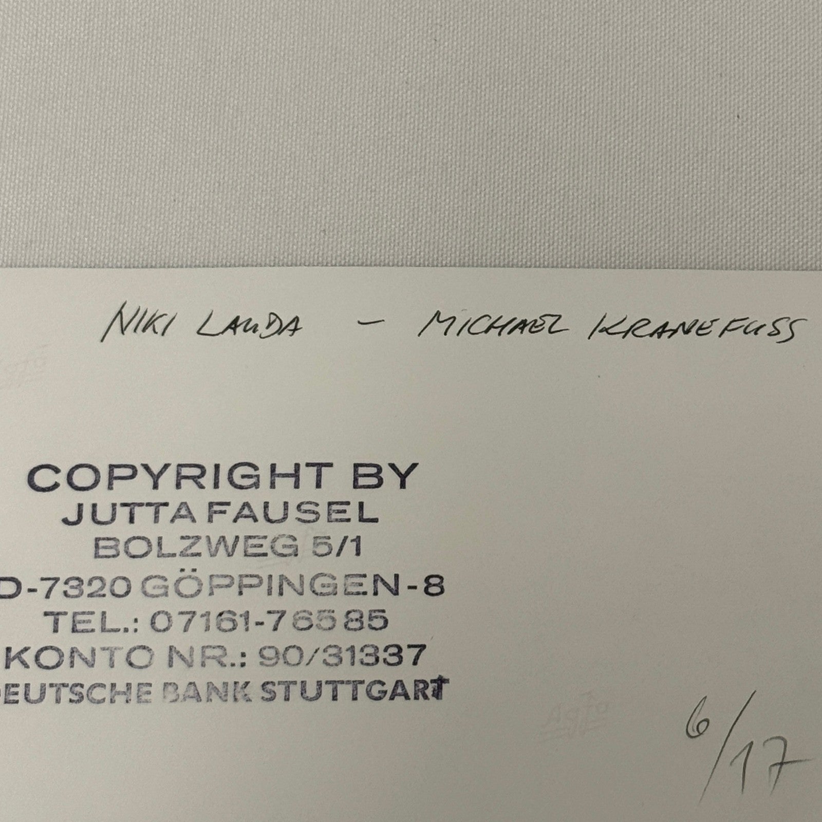 Vintage Racing Photo Niki Lauda Michael Kranefuss 1972 Hockenheim F2 Motorsport