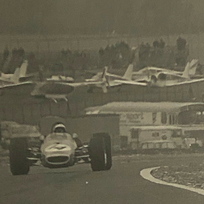 Vintage Racing Car Photo Photograph Print - Aircraft Planes in Background 