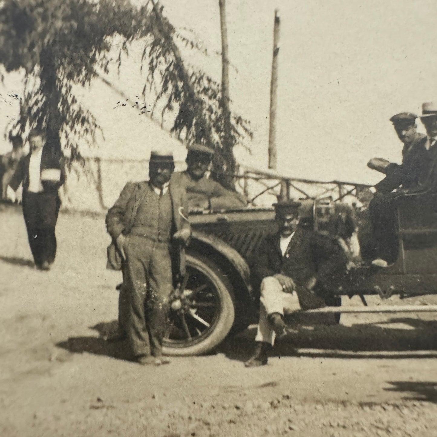 Vintage Real Photo Postcard RPPC People with Early Automobile Car Vehicle