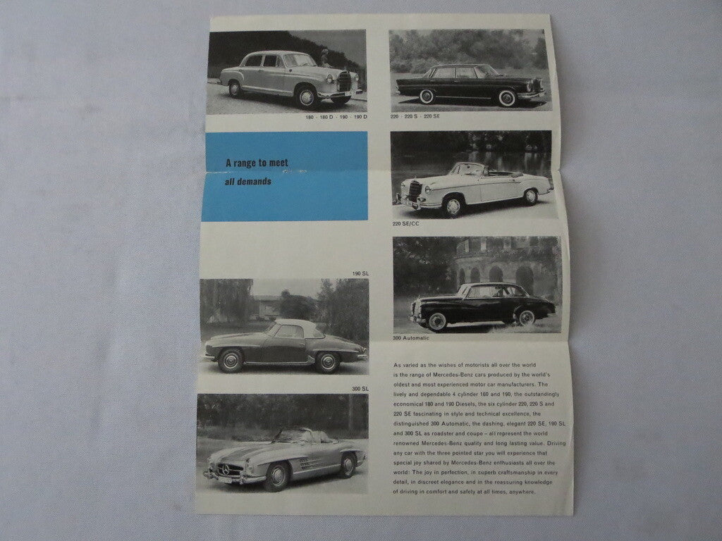 Vintage Mercedes Benz Sales Brochure Catalog 300SL 190SL 190 300 220 300 SL +