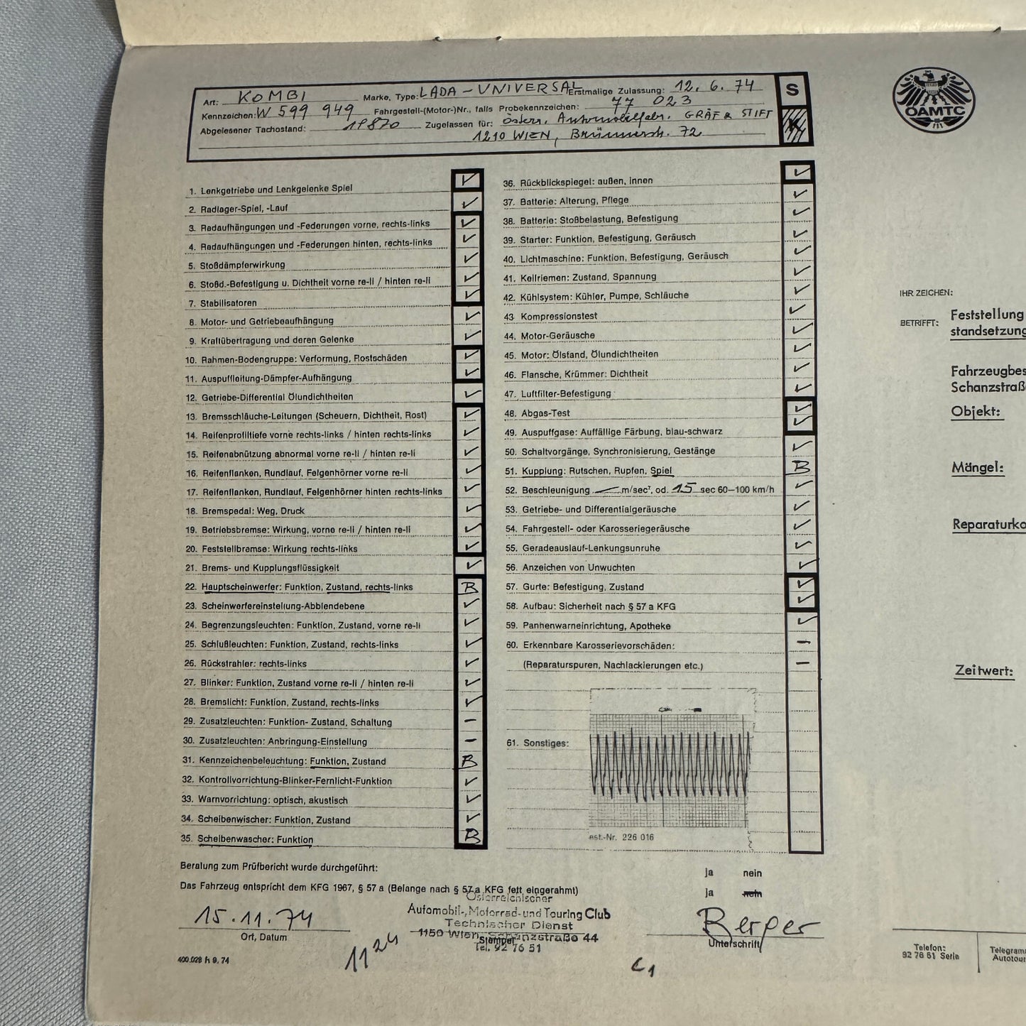 1974 Lada Universal Car Road Test Sales Brochure Catalog German Text Vintage