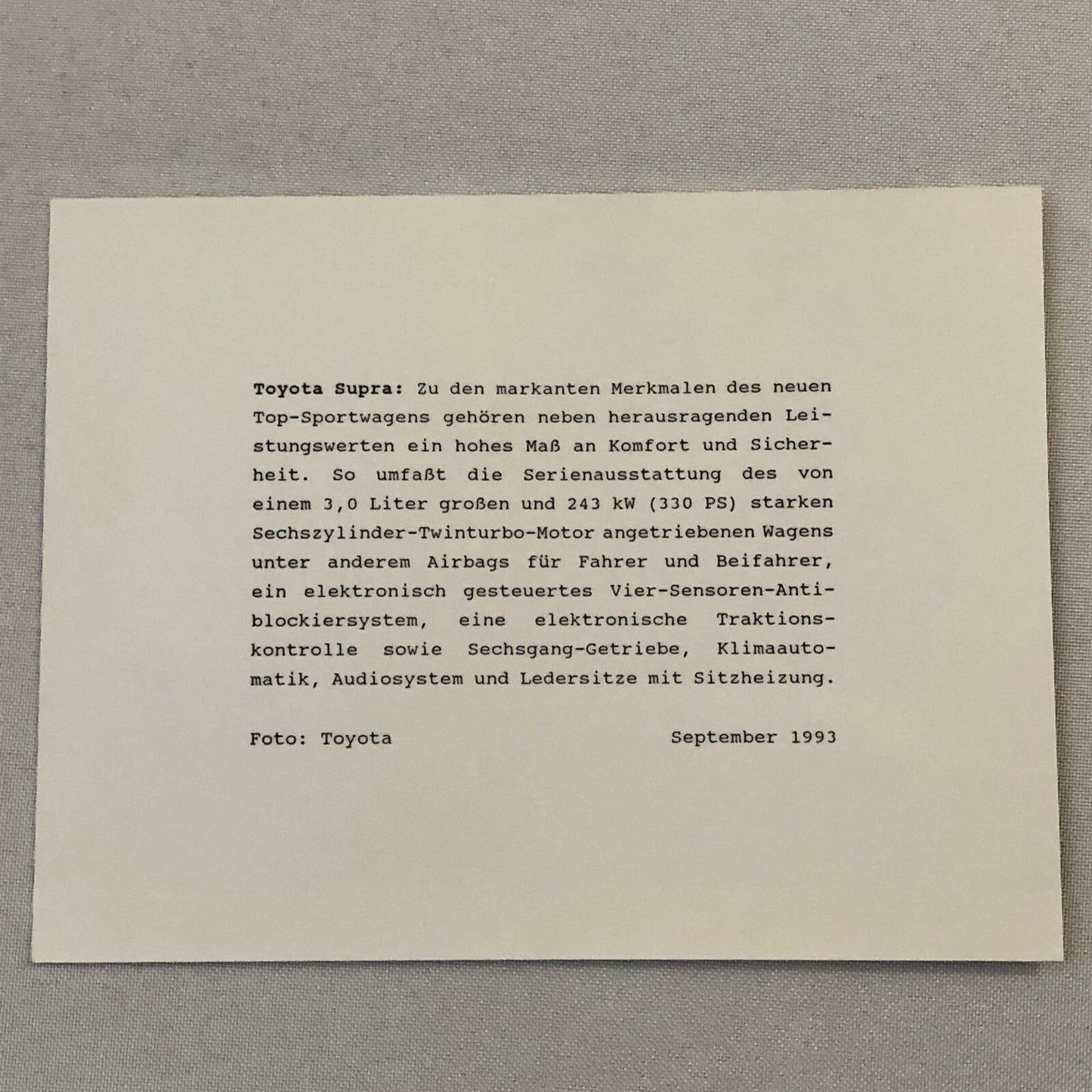 1993 1994 Toyota Supra Car Factory Press Photo Photograph Print