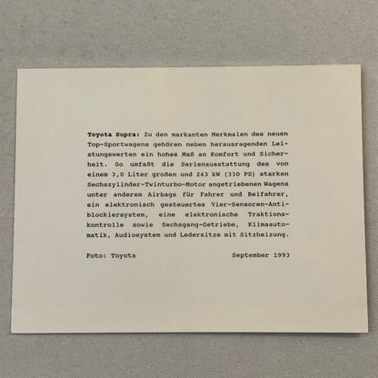 1993 1994 Toyota Supra Car Factory Press Photo Photograph Print