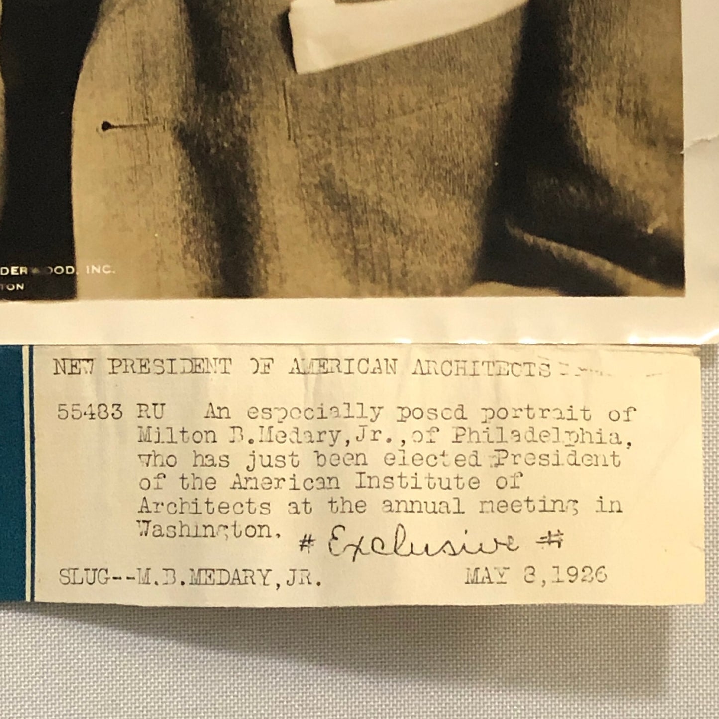 Press Photo Photograph President of American Institute of Architects 1926 News