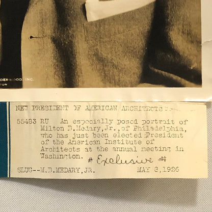Press Photo Photograph President of American Institute of Architects 1926 News