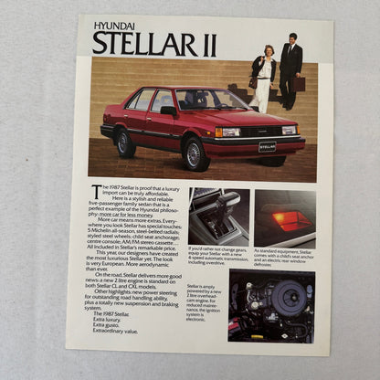 Vintage Stellar II Car Sales Sheet Brochure Canadian Market