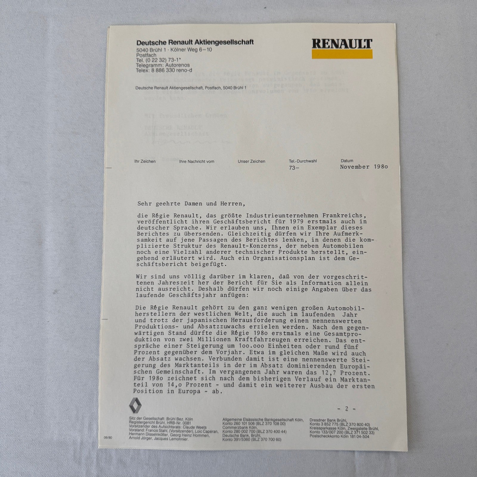 1979 Renault Annual Report Corporate Brochure GERMAN Language