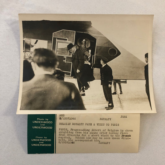 Vintage Press Photo Photograph King Albert of Belgium Queen Elizabeth Plane