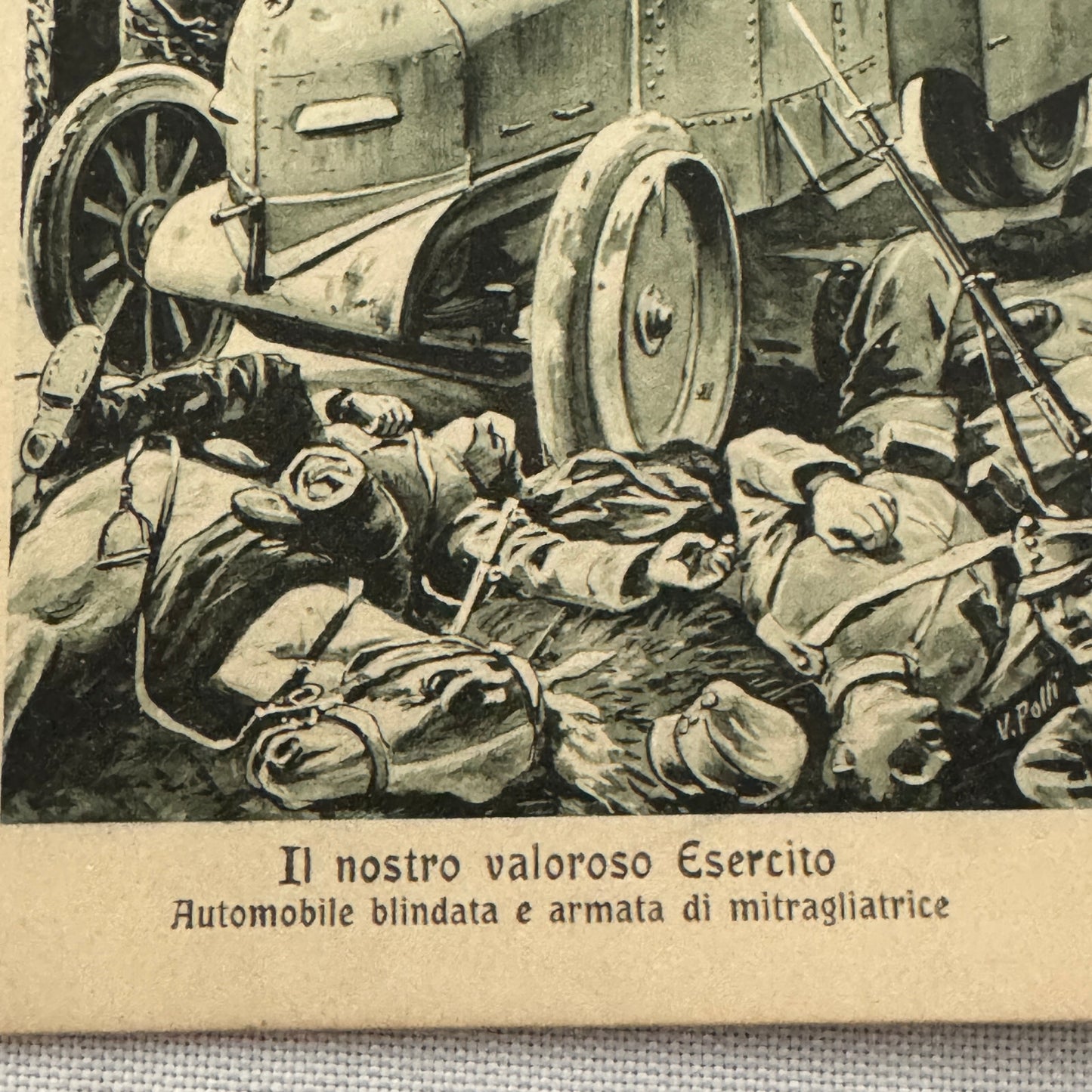 Vintage Italian Military Vehicle Early Tank Postcard Post Card