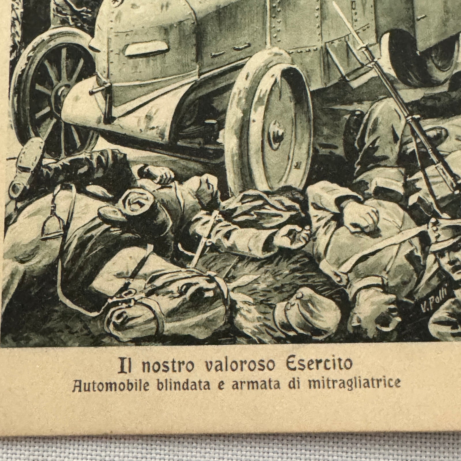 Vintage Italian Military Vehicle Early Tank Postcard Post Card
