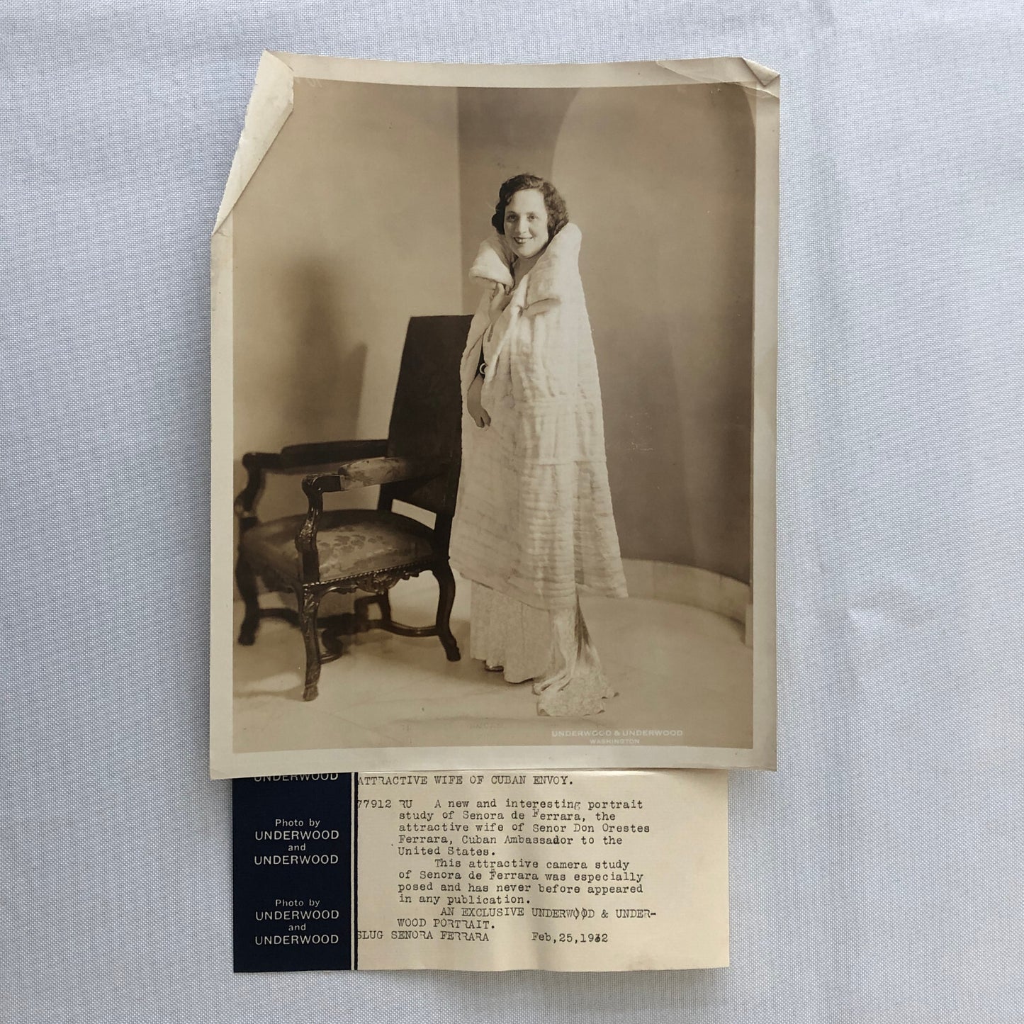 Press Photo Photograph Wife of Cuban Envoy Ambassador Cuba 1932