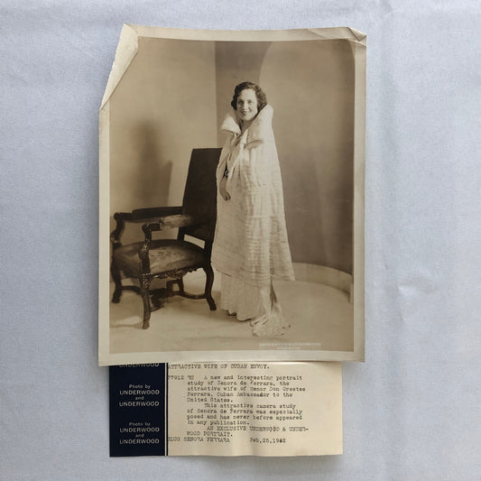 Press Photo Photograph Wife of Cuban Envoy Ambassador Cuba 1932
