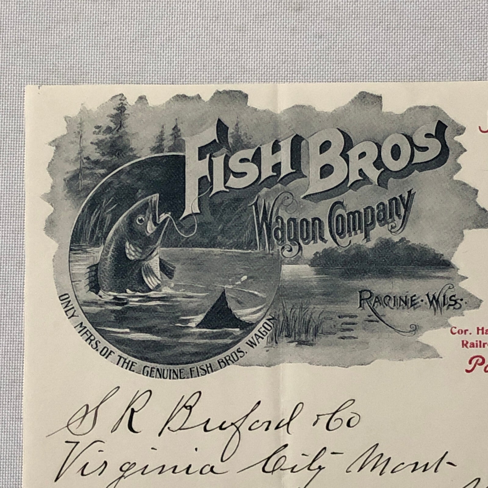 1899 Fish Brothers Wagon Company Advertising Letterhead Letter Document
