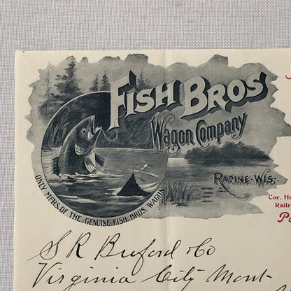1899 Fish Brothers Wagon Company Advertising Letterhead Letter Document