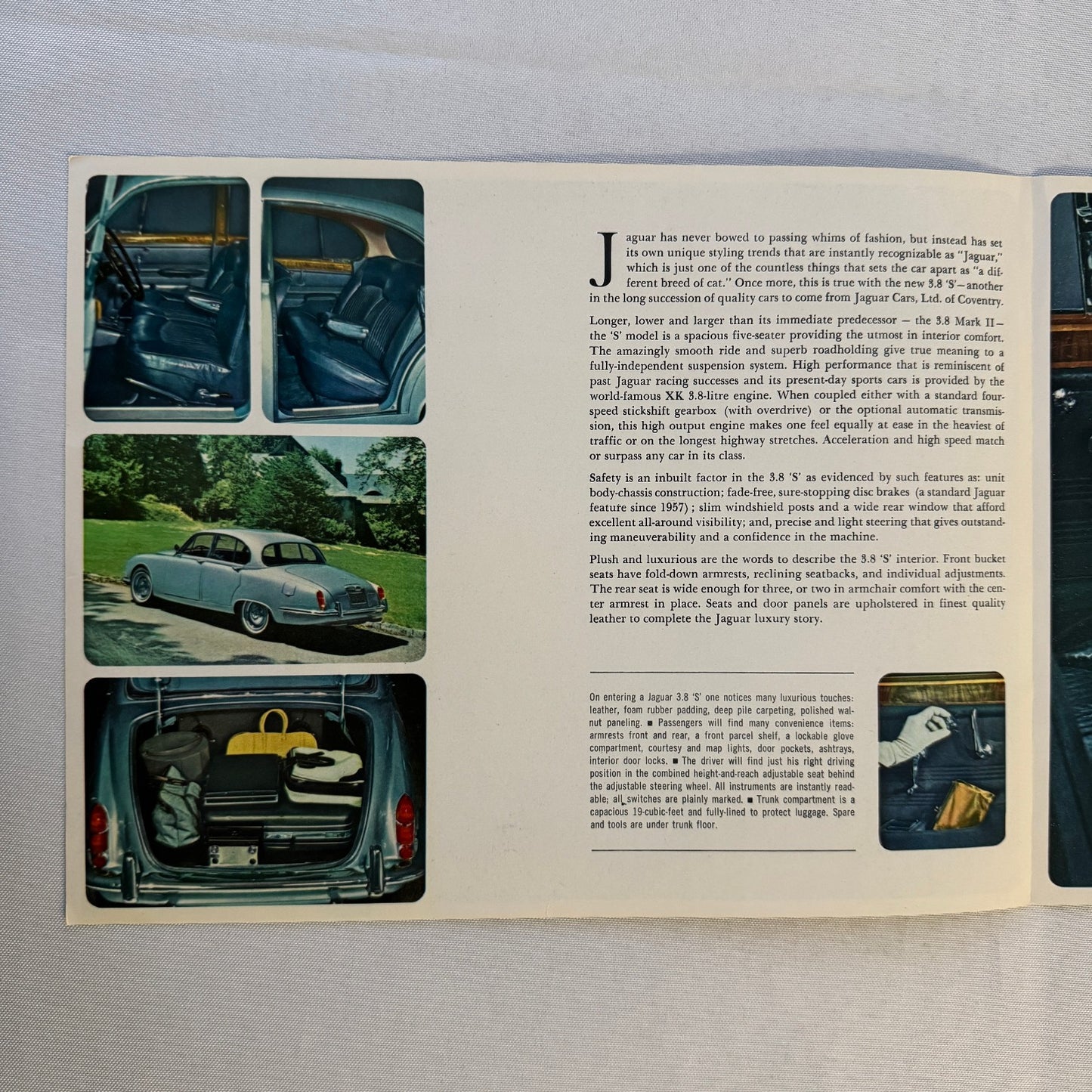 Jaguar 3.8 S Sedan Car Sales Brochure Catalog Advertising Vintage