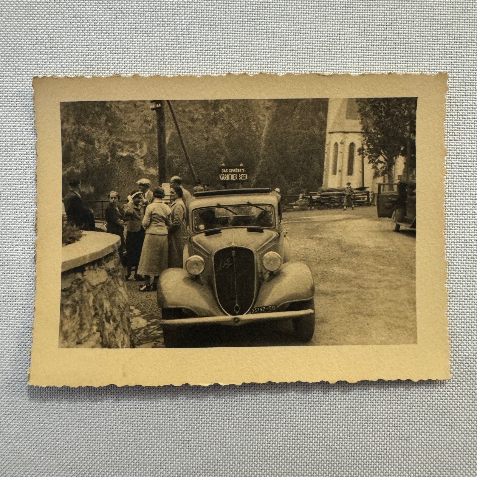 Vintage Photograph Photo Print People with Car Automobile European