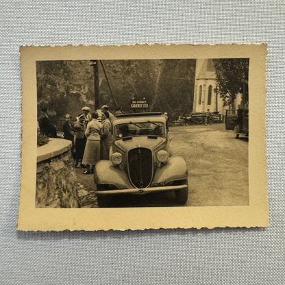 Vintage Photograph Photo Print People with Car Automobile European