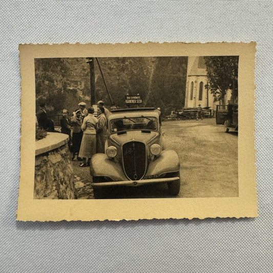 Vintage Photograph Photo Print People with Car Automobile European