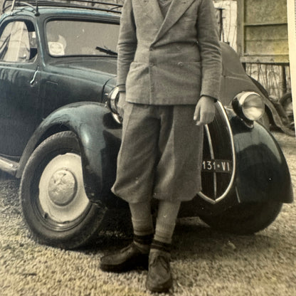 Vintage Italian Photo Postcard Post Card Boy with Automobile Italy
