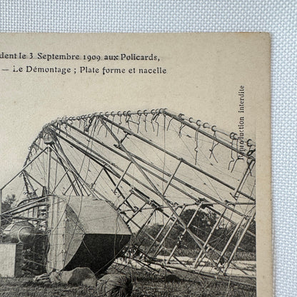 Vintage Zeppelin Airship Dirigible Postcard French La Republique Accident Crash