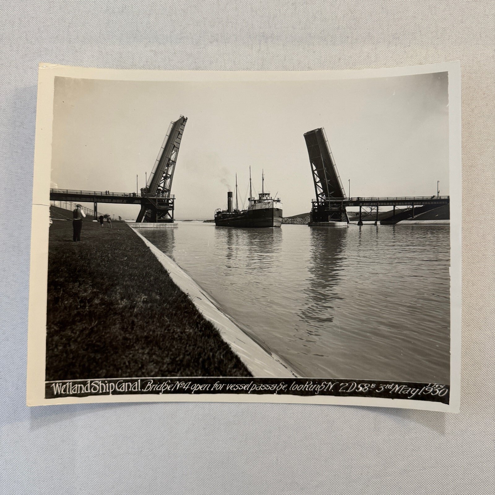 Vintage Welland Canal Ontario Canada Bridge Ship Boat Vessel 1930