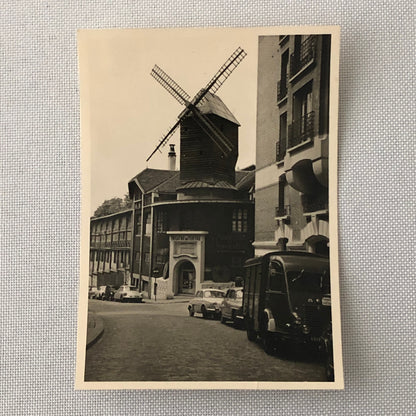 Vintage Photo Photograph Theater with Windmill Street Scene Cars Truck +