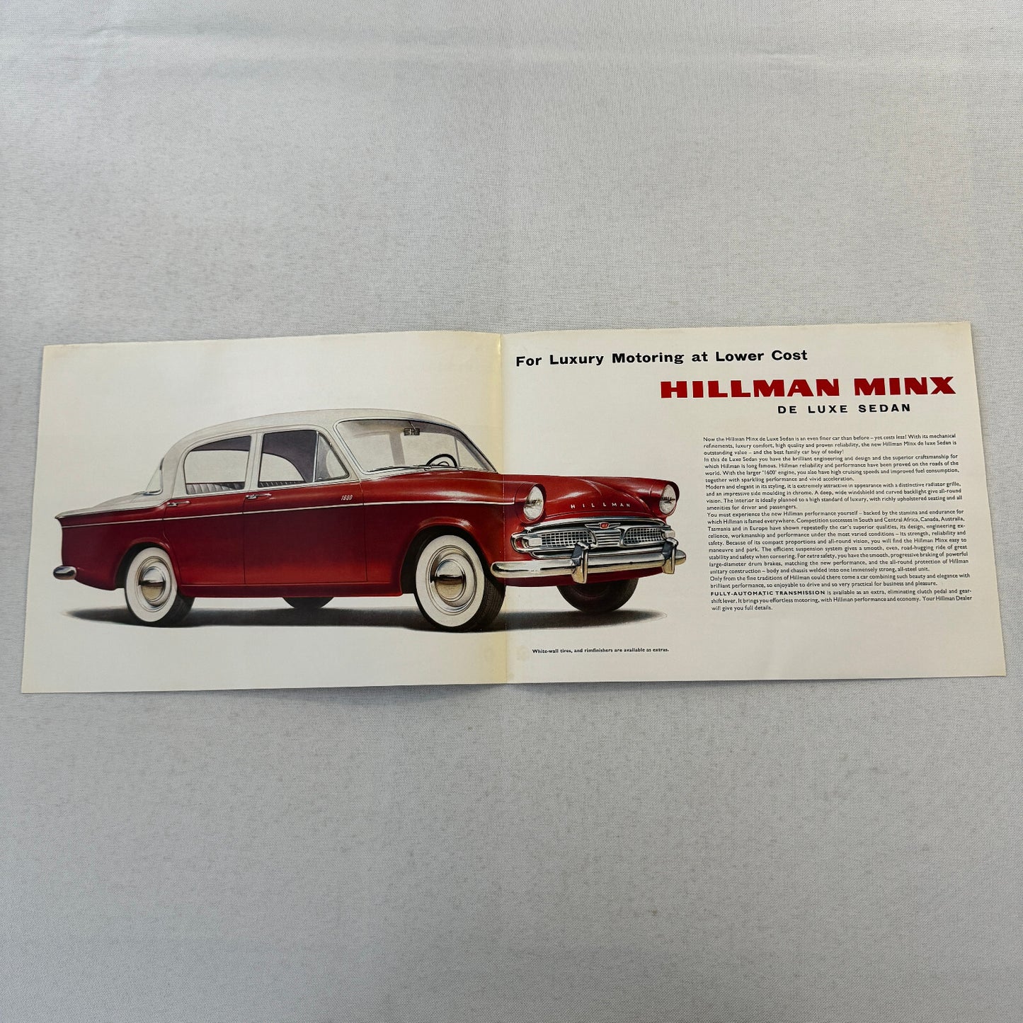 Hillman Minx De Luxe Sedan Car Sales Brochure Catalog Advertising Vintage