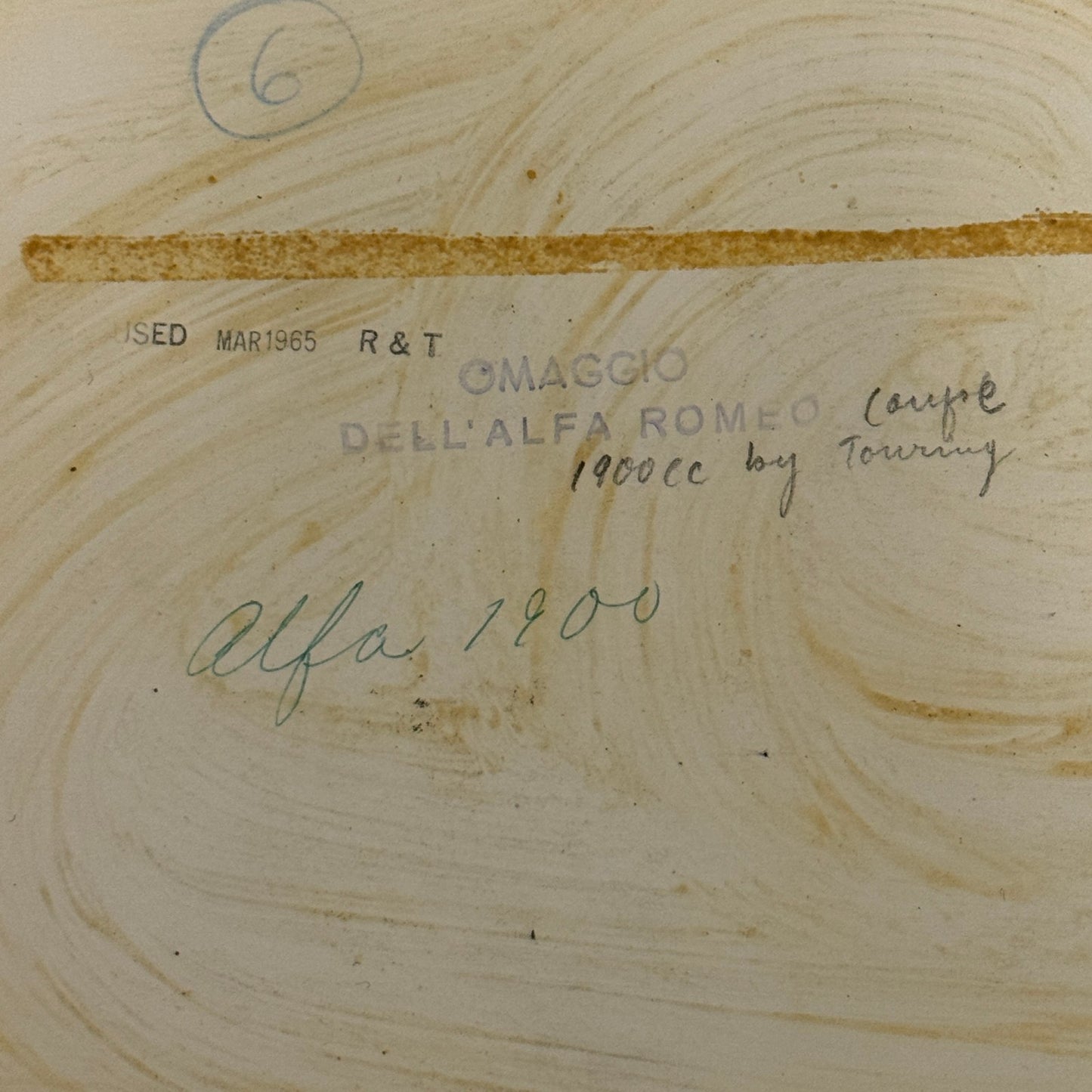 Vintage Alfa Romeo 1900 Photo Photograph 1965 Date Stamp Touring Coachbuilder