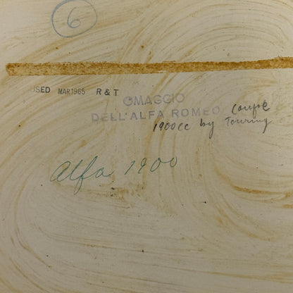 Vintage Alfa Romeo 1900 Photo Photograph 1965 Date Stamp Touring Coachbuilder