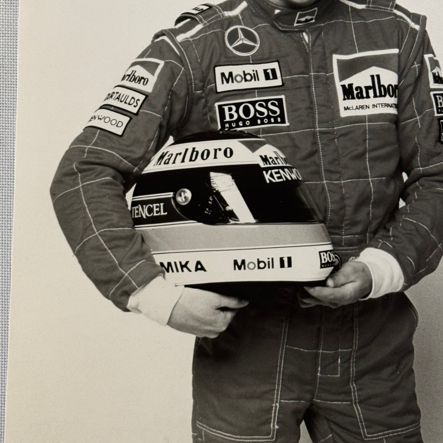 Mika Hakkinen Racing Driver Photo Photograph McLaren Mercedes Helmet 1995
