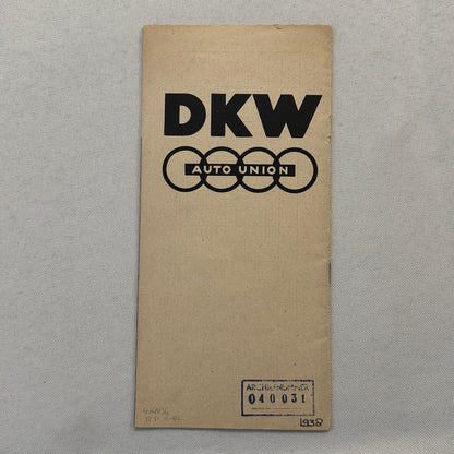 Auto Union DKW Car Sales Brochure Catalog Master Cabrio Saloon Delivery Van +