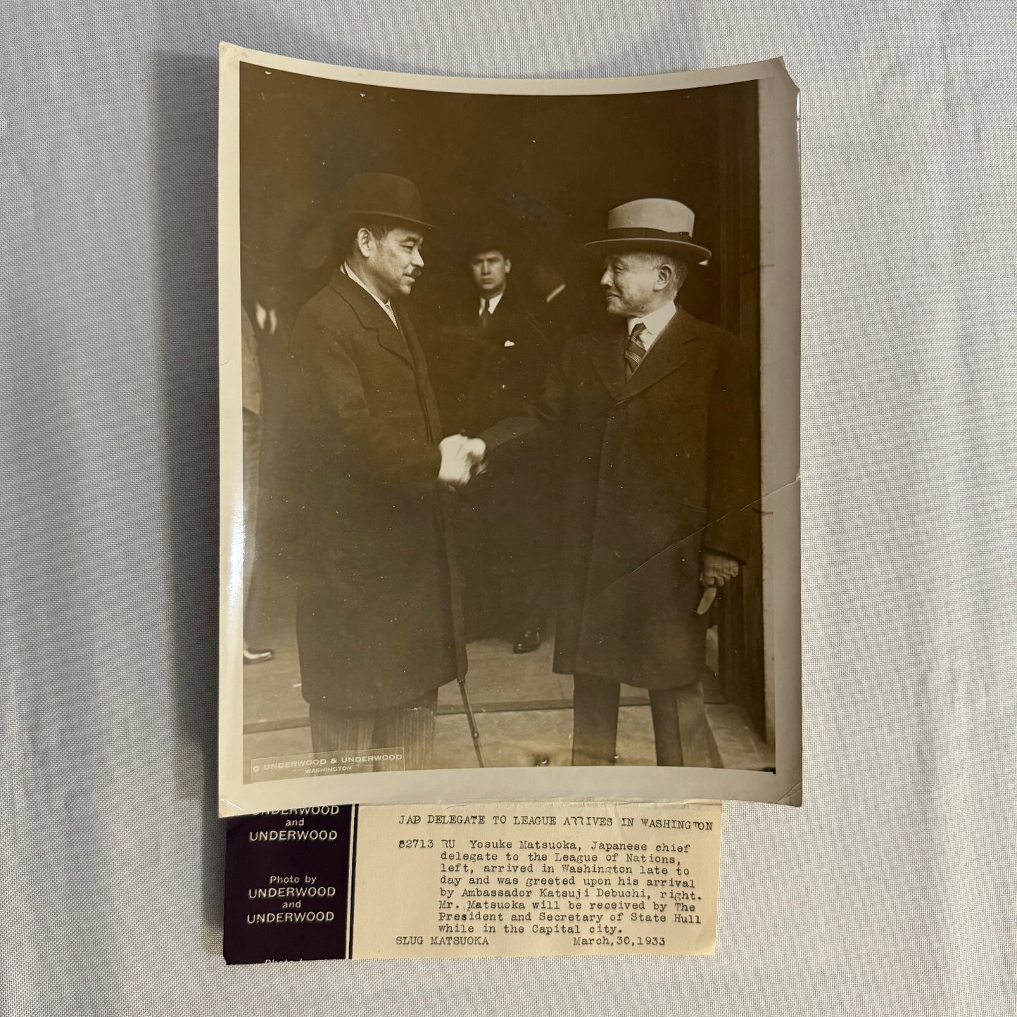 Japanese League of Nations Delegate in Washington Press Photo Photograph 1933
