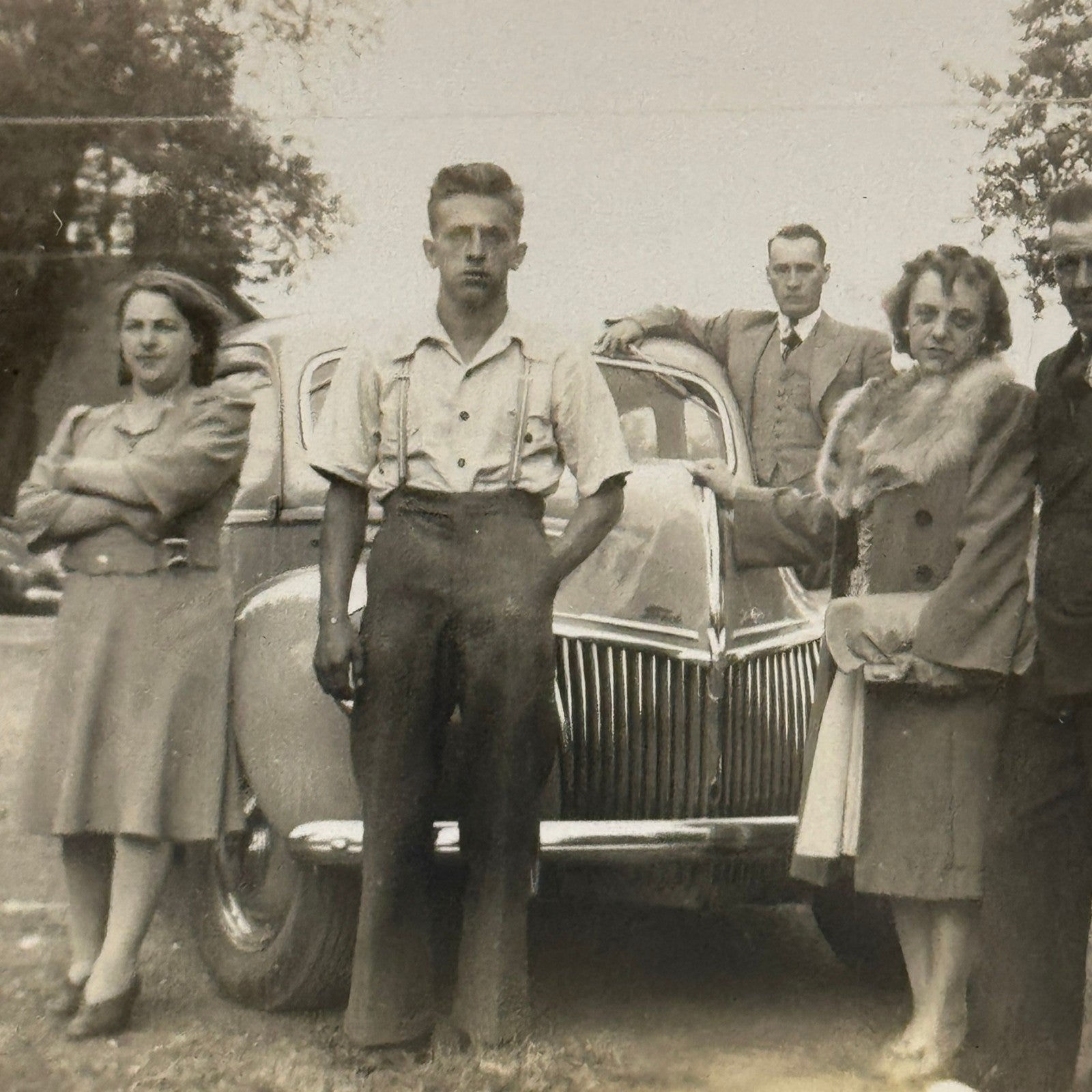 Vintage Photo Photograph Print People with Car Automobile