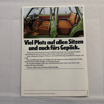 Lada 1200 and 1500 GL Car Sales Brochure Catalog Advertising German Text Vintage