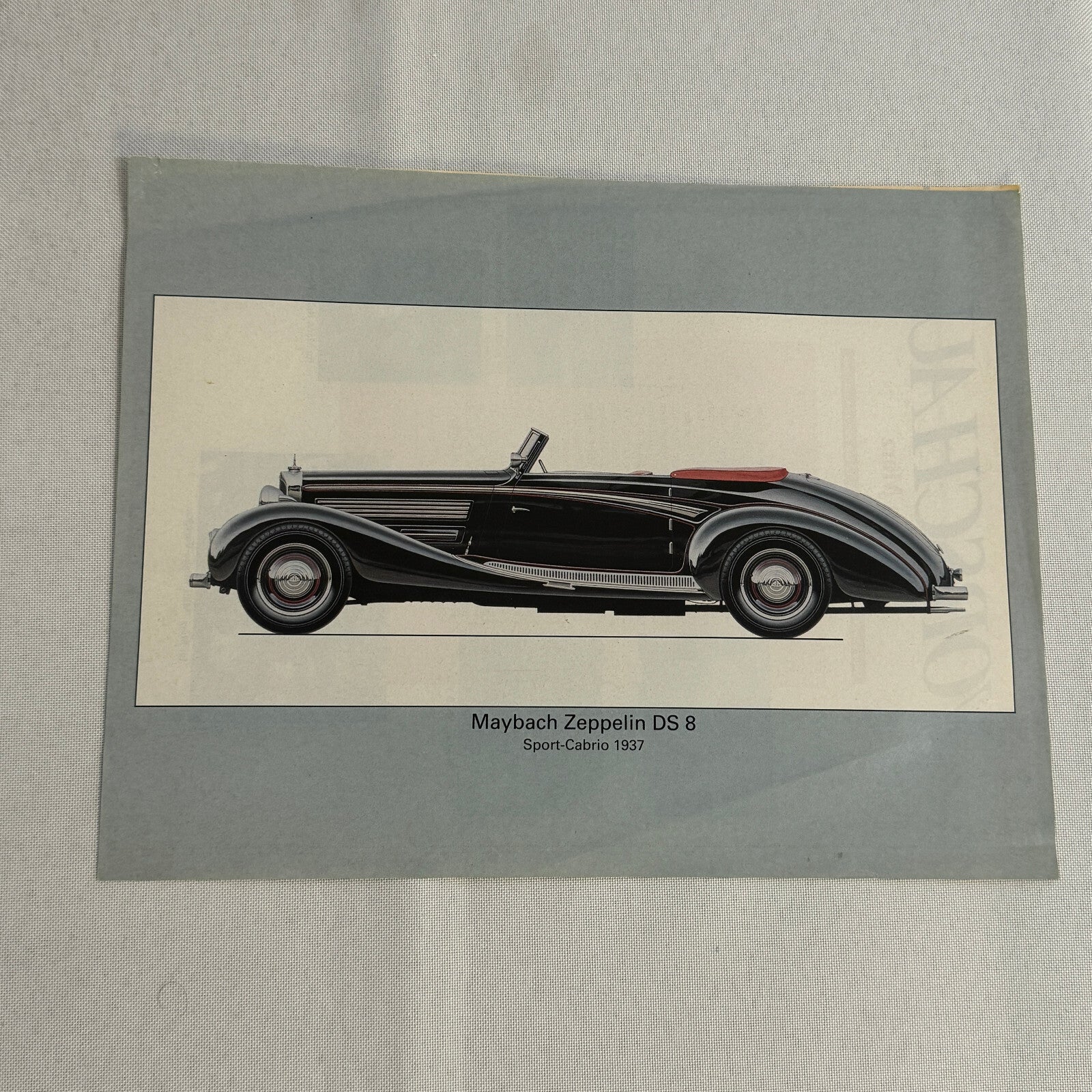 1937 Maybach Zeppelin D5 8 Sport Cabriolet by Spohn Illustration Art Hand Drawn